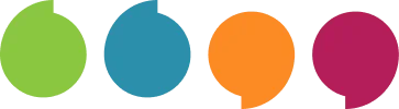Four colorful speech bubbles arranged together,